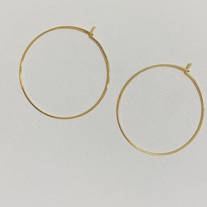 18K Gold Plated Stainless Steel Beading Hoop Earring Finding Wine Charm Wire Hoop 35mm, 10 pieces (20280) image 2