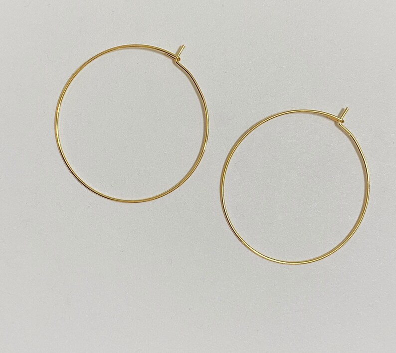 18K Gold Plated Stainless Steel Beading Hoop Earring Finding Wine Charm Wire Hoop 35mm, 10 pieces (20280) image 2