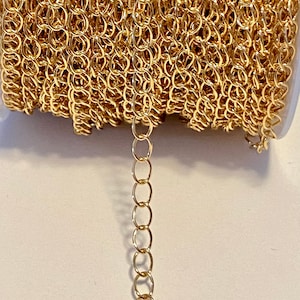 18K Gold Plated Brass Curb Extender Chain 5mm x 3.5mm by the foot (21152)