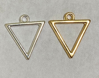 -GLD-51 Stamping Tag 6 Pcs 24k Gold Plated Triangle Charms Tiny Necklace Triangle 6x17mm
