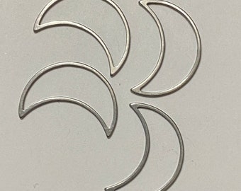 8 Stainless Steel Crescent Moon Open Cut Out Pendant Link 20mm Celestial (20415)