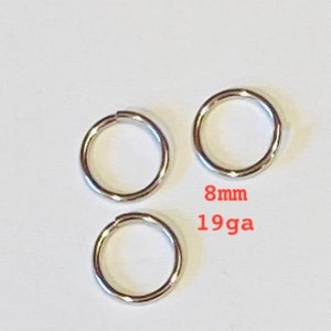 100 Stainless Steel Open Jump Rings 8mm 19ga (20942)