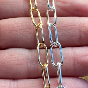 Light Gold or Silver Paperclip Chain 12mm x 5mm by the foot (20404-20704)