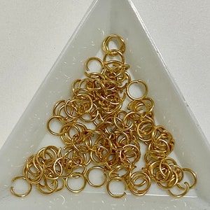 18k Gold Plated Stainless Steel Non Tarnish Strong Open Jump Rings 6mm 20ga (20629)