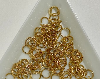 Gold Plated Stainless Steel Non Tarnish Strong Open Jump Rings 6mm 20ga (20629)