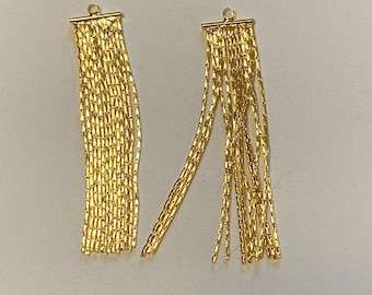 18K Gold Plated Chain Tassel Pendant Earring Component (20982)
