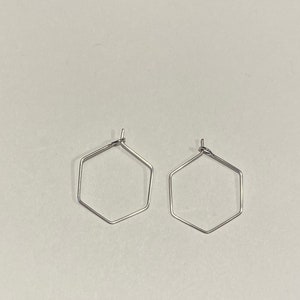 20 Stainless Steel Hexagon Ear Wire Hoops 20mm 21574 image 2