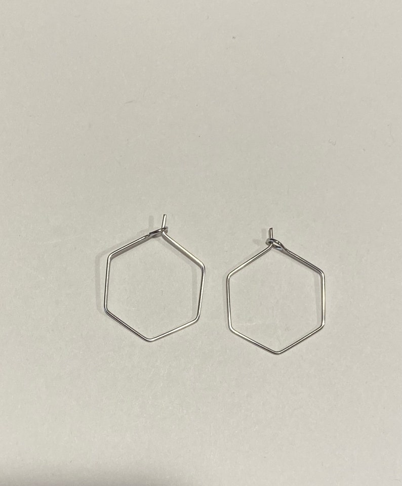20 Stainless Steel Hexagon Ear Wire Hoops 20mm 21574 image 2