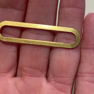 6 Raw Brass Long Oval Connector Earring Component Pendant 44mm (21093)