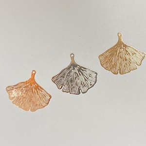 4 Ginkgo Leaf  Rose Gold Silver Gold Pendant Earring Component (20887-20888)