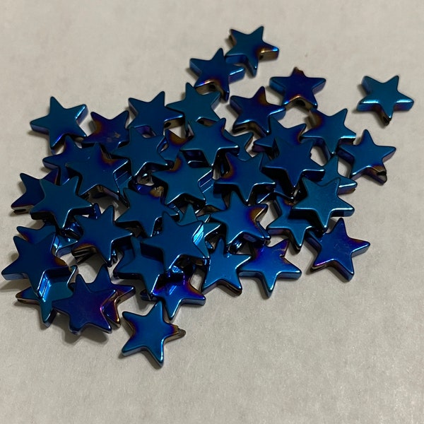 30 Blue Star Hematite Beads 8mm (20153)