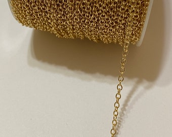 18K Gold Plated Cable 2mm x 1.7mm Chain by the Foot (20256-20257)