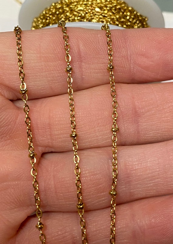 Dainty Satellite 18k Gold Plated Stainless Steel Cable Chain by