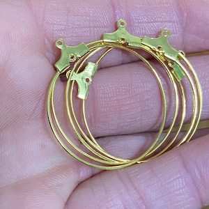 30 Gold Plated Bead Hoop Earring Component 30mm (20639)