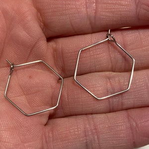 20 Stainless Steel Hexagon Ear Wire Hoops 20mm 21574 image 1