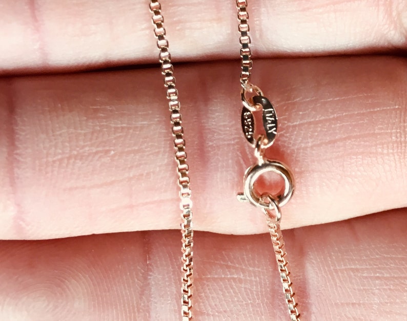 Rose Gold Box Chain Italy Necklace 18 inches 1mm