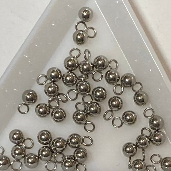 25 Stainless Steel Ball Charm Chain Extender Ends 7 x 4 (21421)