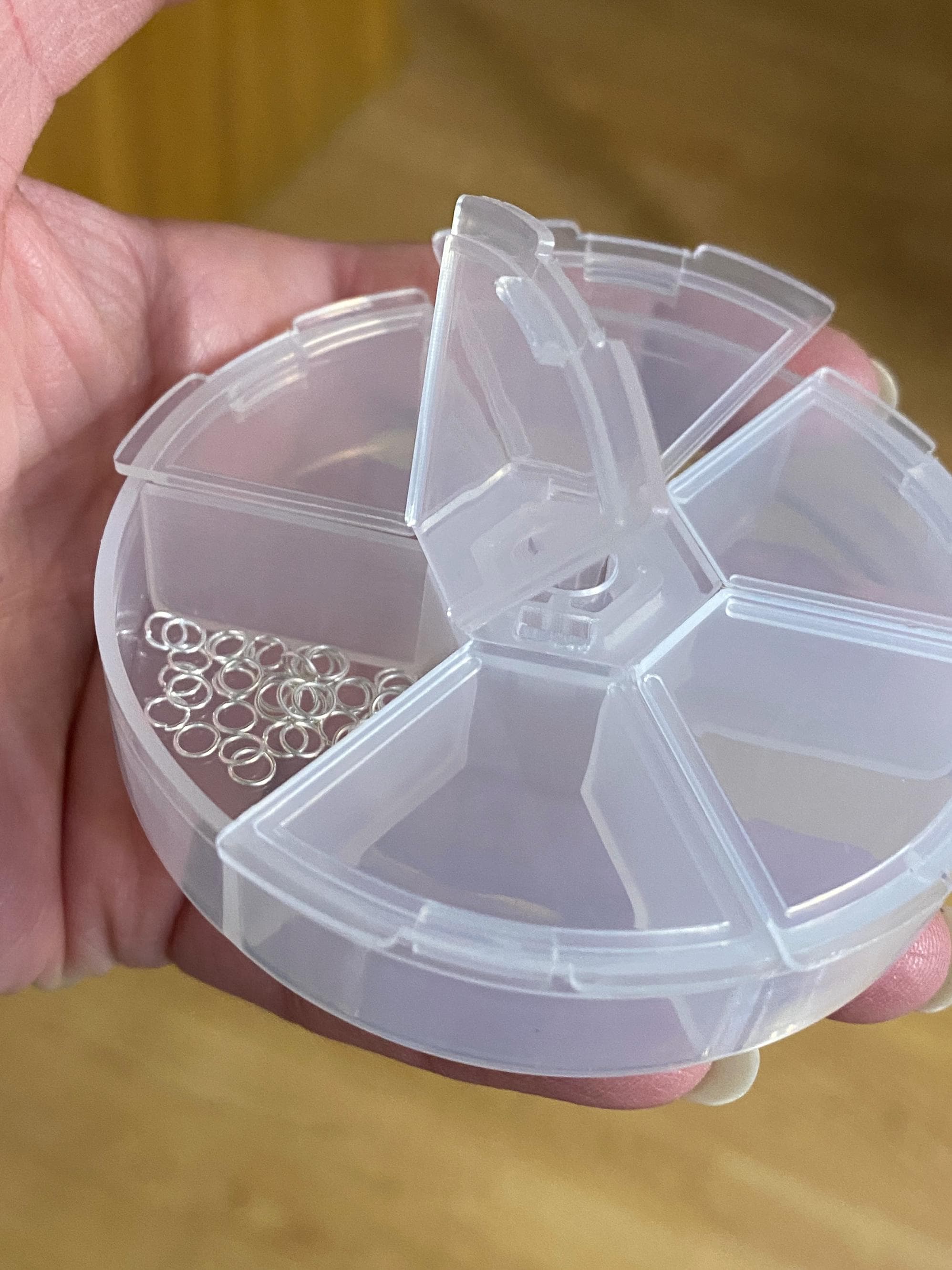 Silver Gold Tone Jewelry Making Craft Supply Plastic Storage Container 2 Pcs Clear Plastic Organizer Box Case 6 Grids Jewelry Craft  main image 3