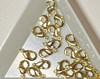 10 pcs 14k Gold Plated Brass Lobster Claw 10mm x 6mm (21527)