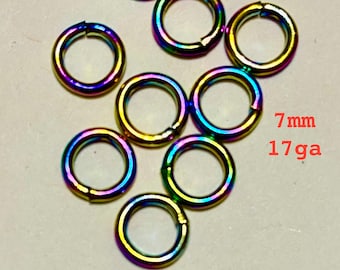 Rainbow Stainless Steel Open Jump Rings 7mm 17Gauge (20869)