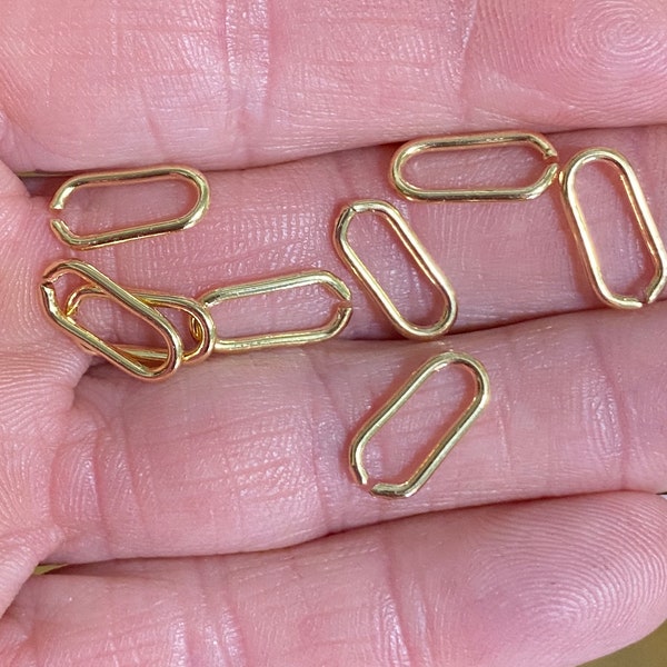 24 Large Light Gold Long Oval Rectangle Open Jump Rings 13mm x 7mm 17 Gauge (20571)