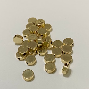 5 Light Gold Plated Round Flat Circle Disc Brass Beads 8mm (20215)