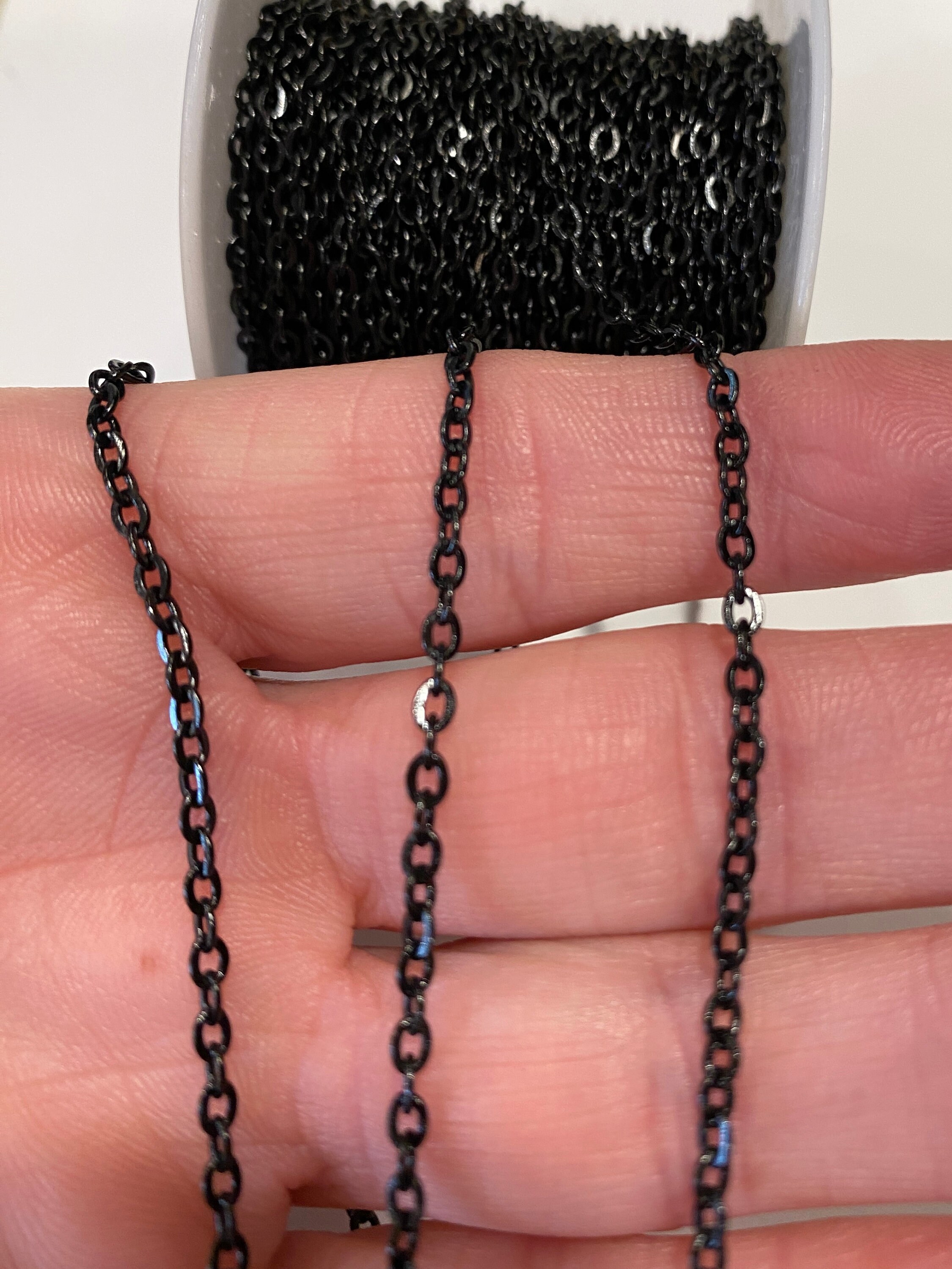 2 Shiny Black Nite Extension Chain, Jewelry Extender Chain, Bracelet,  Necklace, Curb, Extender 