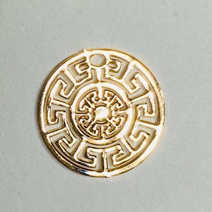 20 Coin Disc Textured Aztec Charm Light Gold 13mm (21423)