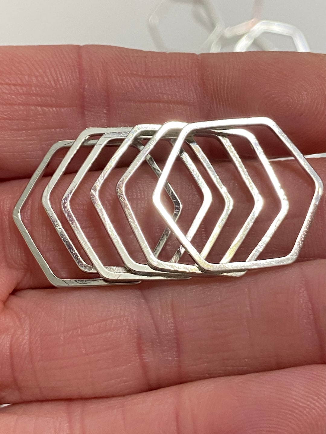 15 Non Tarnishing Platinum Plated Brass Hexagon Link Connector 22mm X