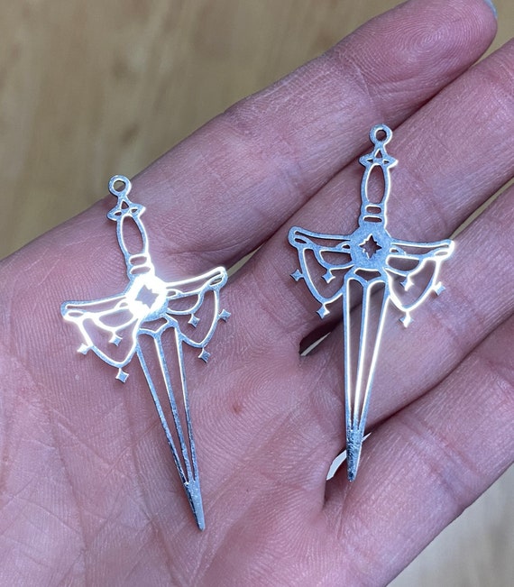 2 Shiny Stainless Steel Sword Pendants (21566) - Etsy