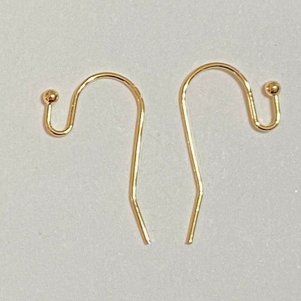 16 pc Nickel Free 18K Gold Plated Ball End Shepherd Hook Ear Wires (20303)