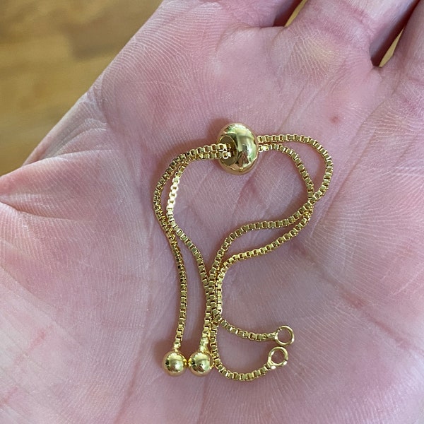 2 Slide Bracelet Blanks Real 18K Gold Plated DIY #20262