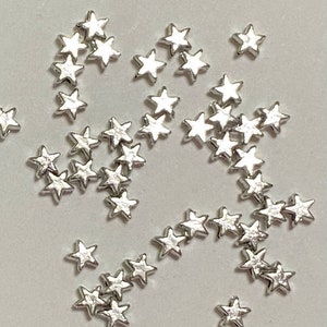 50 Economy Silver Star 6mm Beads Large Hole (20691)