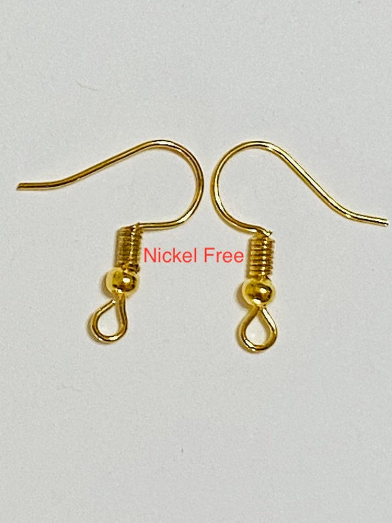 60 Bright Gold Ball Coil Fish Hook Ear Wire Nickel Lead Free (20768)