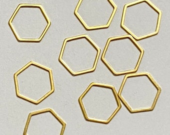 High Quality Gold Plated Stainless Steel Hexagon Link Charm 16mm x 18mm (21077)