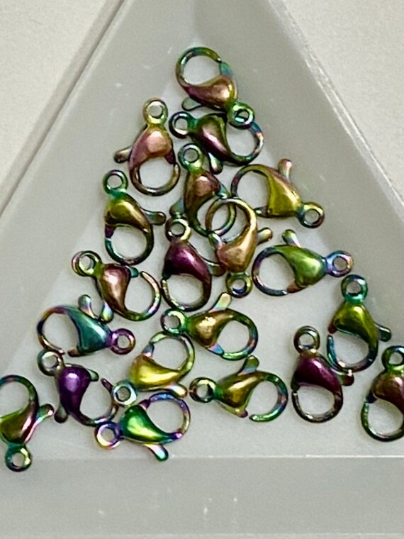 Rainbow Stainless Steel Lobster Clasps 10mm Nickel Free Etsy
