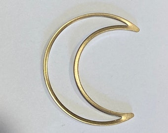 4 Giant Raw Brass Crescent Moon Open Cut Out Pendant 50mm Celestial (20965)
