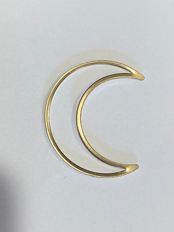 6 Giant Raw Brass Crescent Moon Open Cut Out Pendant 50mm