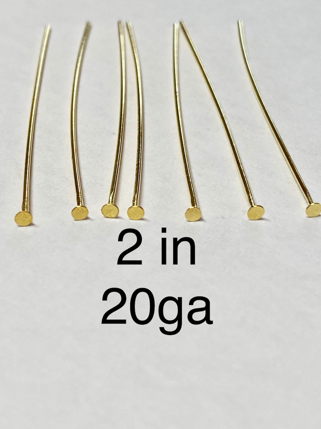 100 Gold Plated Head Pins – 2 Inch Long, 24 Gauge – Brass Standard Head Pins – Jewelry Making