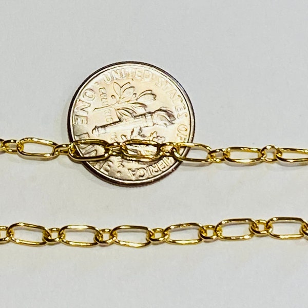 Dainty 18k Gold Plated Brass Figaro Chain by the foot Cadmium Lead & Nickel Free (21146)