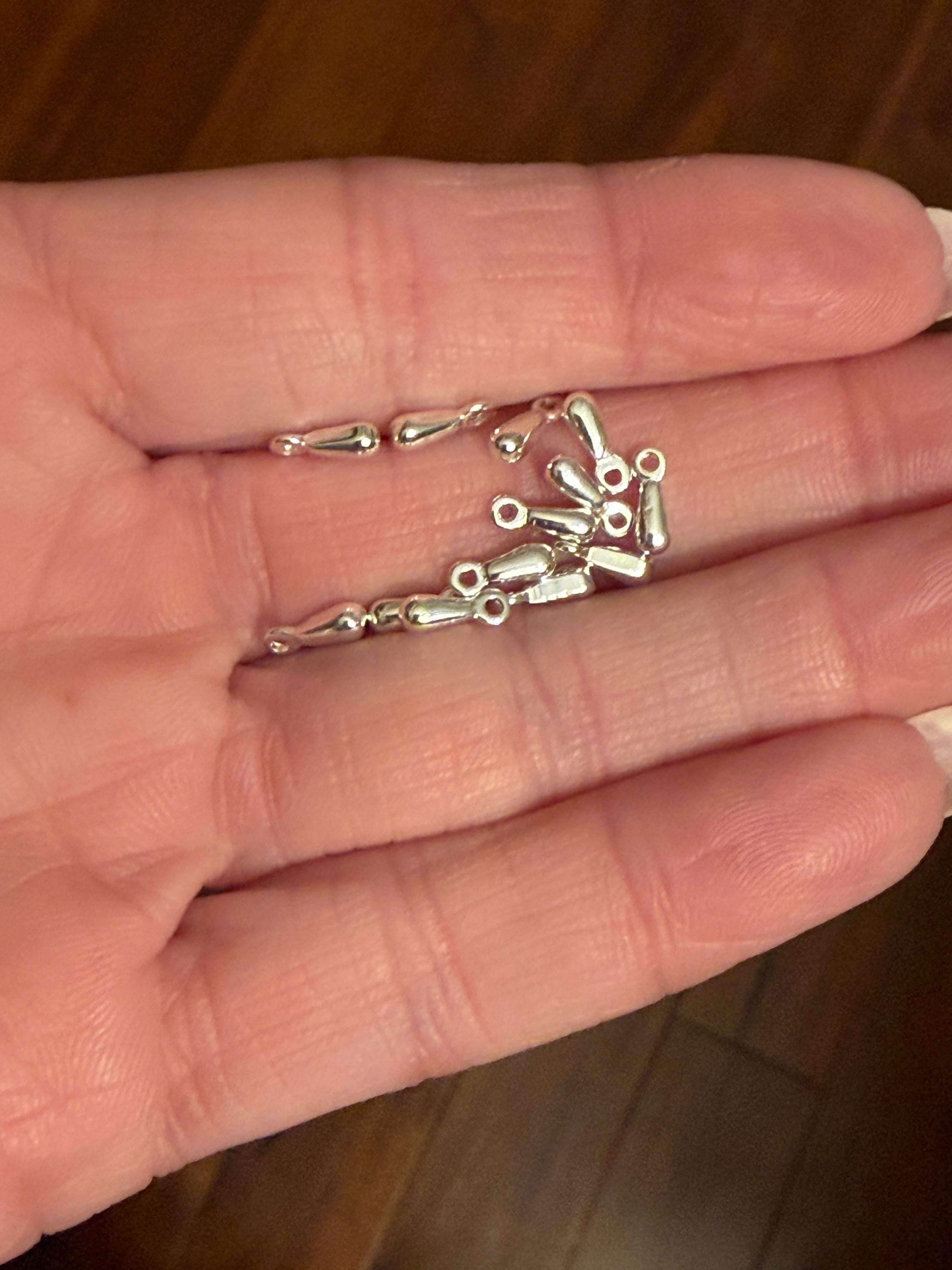 10pcs Silver Plated Stainless Steel Water Drop Charm Teardrop