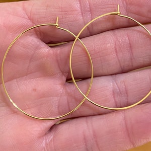 18K Gold Plated Stainless Steel Beading Hoop Earring Finding Wine Charm Wire Hoop 35mm, 10 pieces (20280) image 1