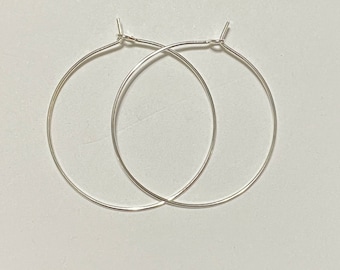 20 pc Silver Beading Hoop Earring Finding Wine Charm Wire Hoop 35mm (20279)