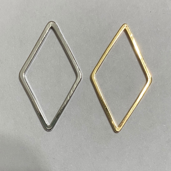 6 Diamond Rhombus Light Gold or Platinum Plated Brass Link Connector Nickel Free (19E902-20035)