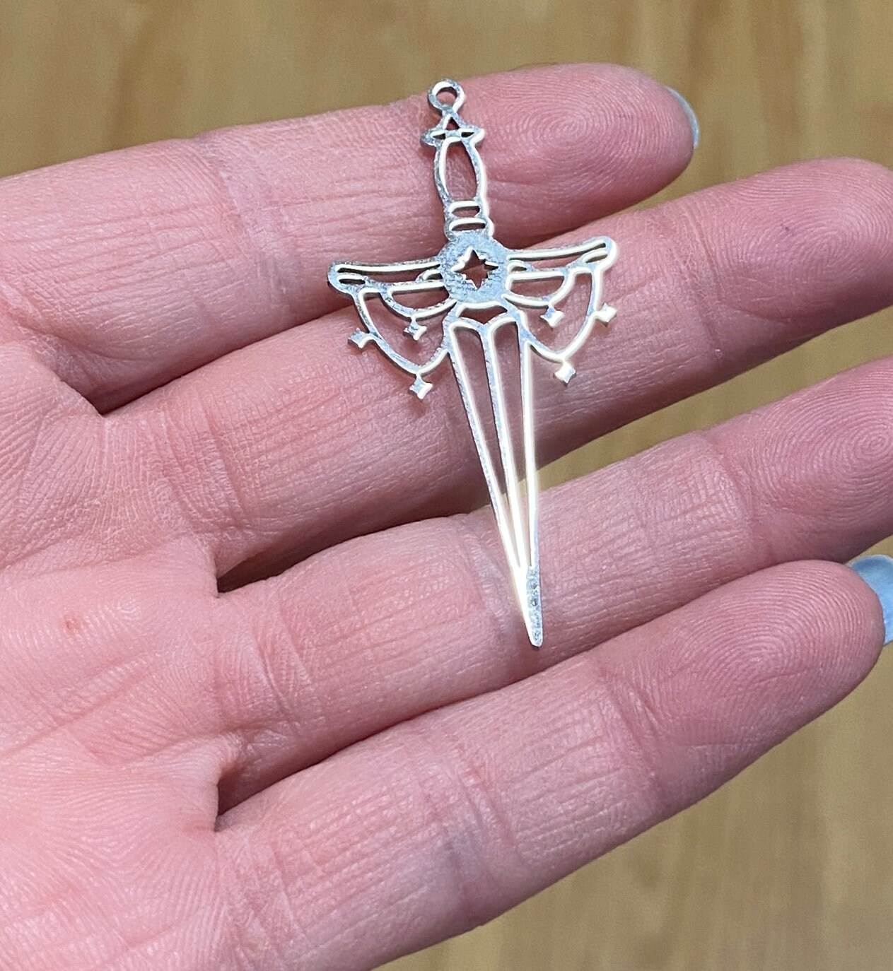 2 Shiny Stainless Steel Sword Pendants (21566) - Etsy