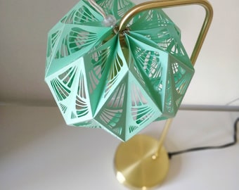 Metal lamp - paper lampshade cut art nouveau pattern - color of your choice