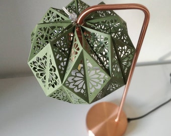 Metal lamp - paper lampshade cut oriental pattern - color of your choice