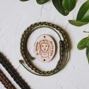 St. Adelaide (Bracelet, Medal, Necklace, or Rosary Centerpiece) Wooden Saint Medal Jewelry