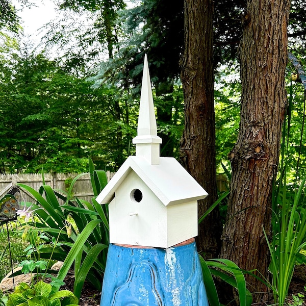 Outdoor Church Birdhouse | Garden Decor | Handmade