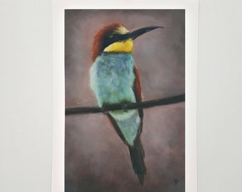 Bienenfresser Vogel Ölgemälde Kunstdruck, Bunte Wildtiere Wandkunst